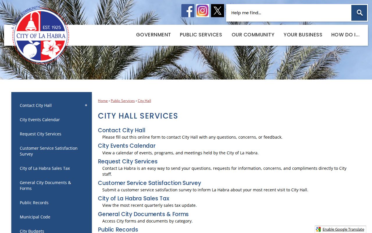 La Habra residents directory City Hall public records source