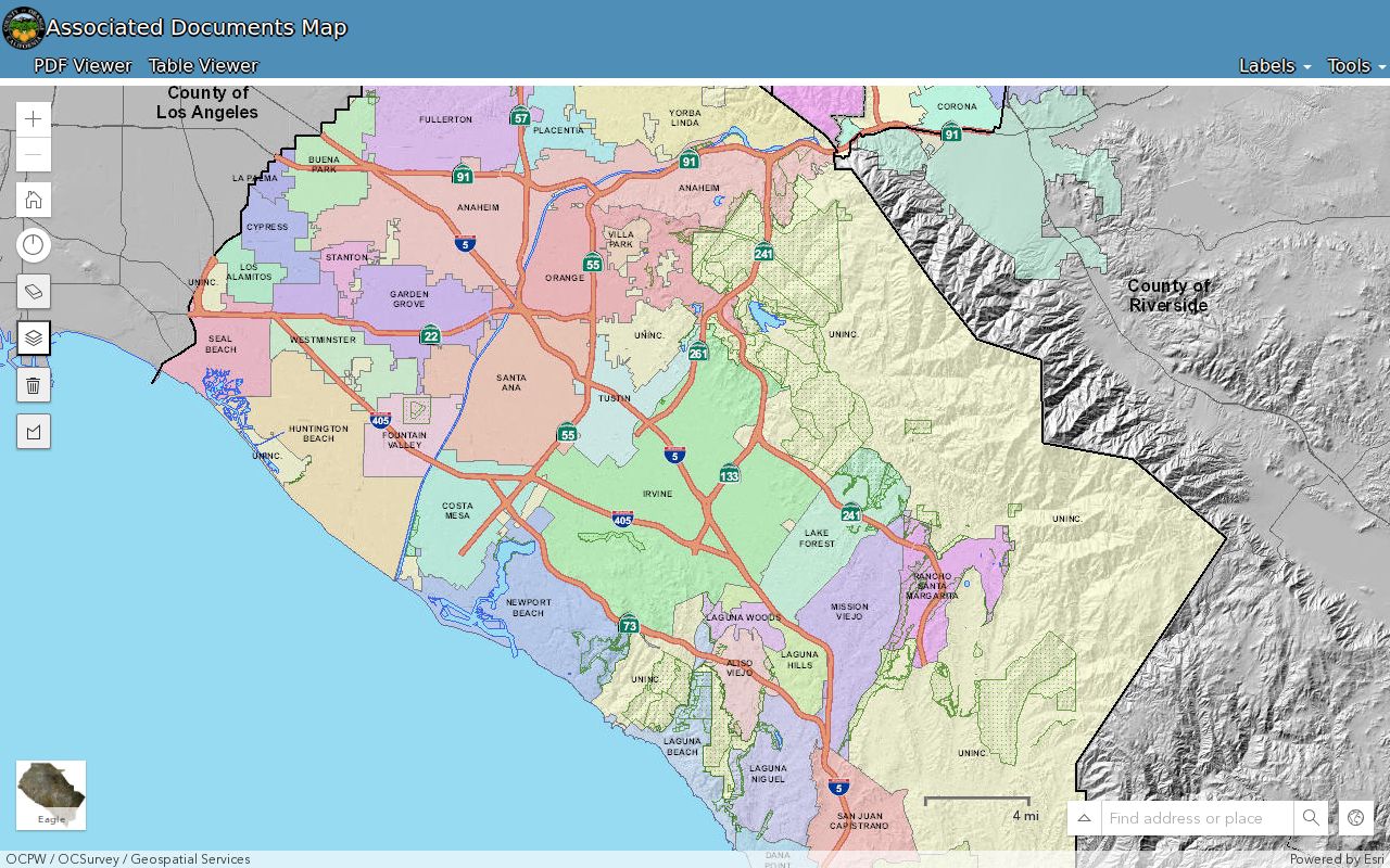 La Habra street directory associated parcel documents map